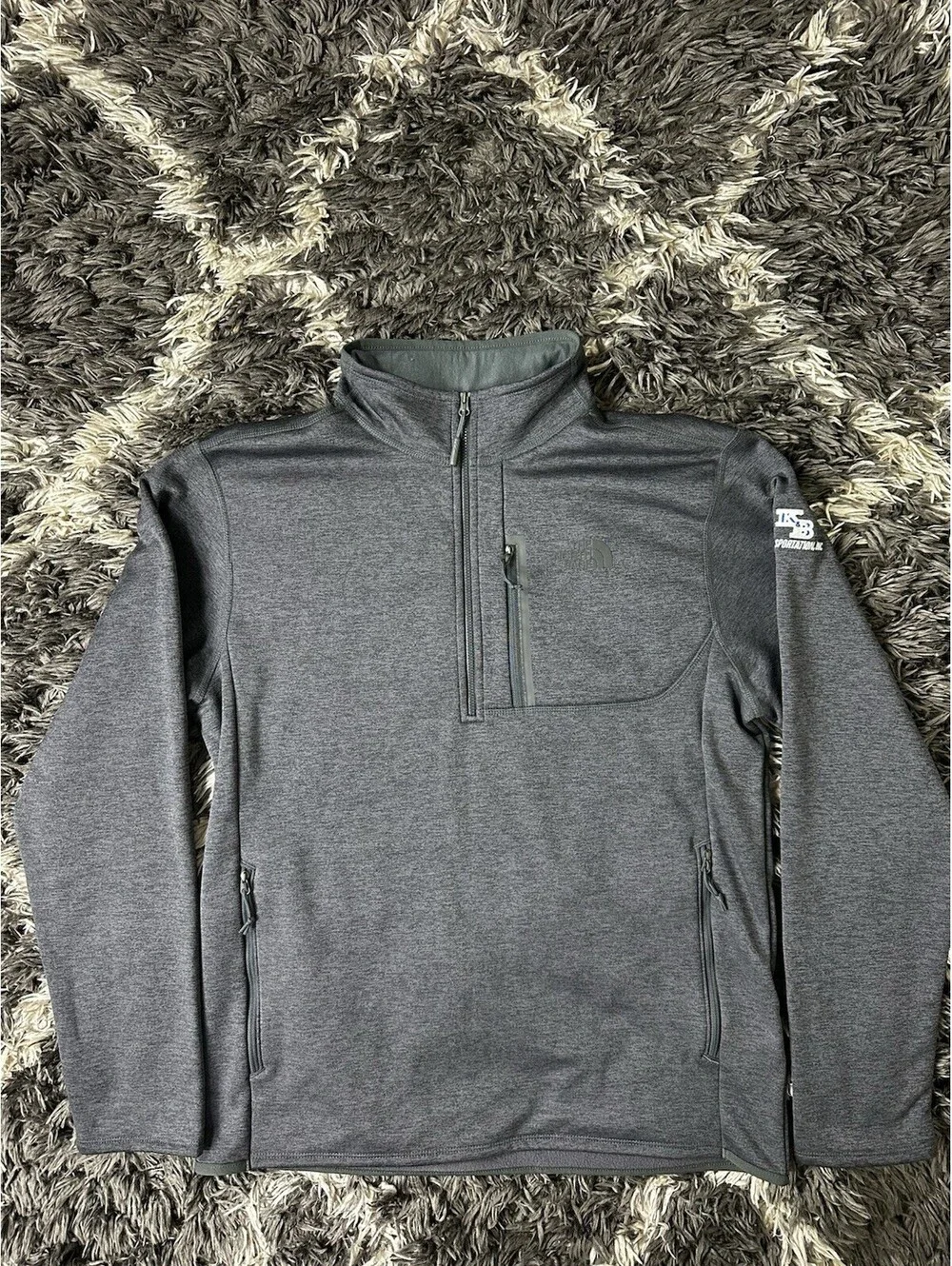 The North Face 1/4 Zip Fleece Pullover Jacket Grey Mens L KB Transportation